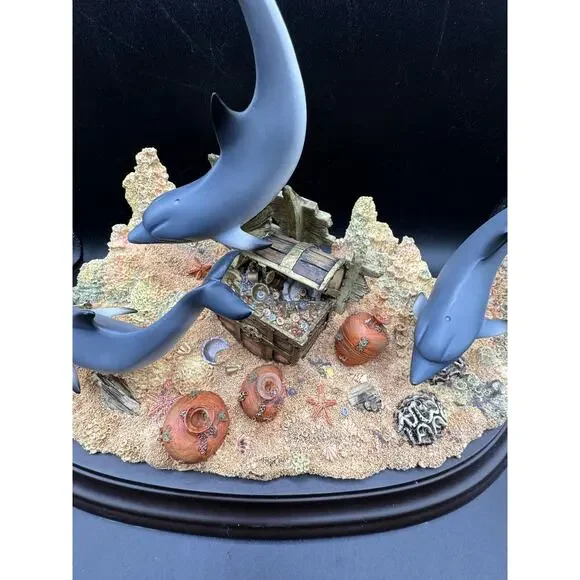 Rare Large Lenox Treasures of the Deep Dolphin Seabed & Gold Chest Vintage 2002